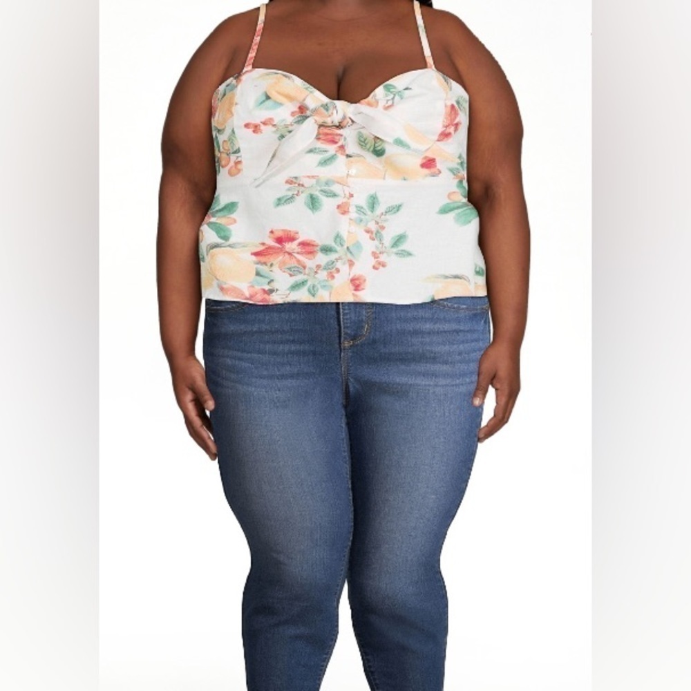 Sofia Jeans by Sofia Vergara Women's Knot Front Peplum Top 3XL NWT